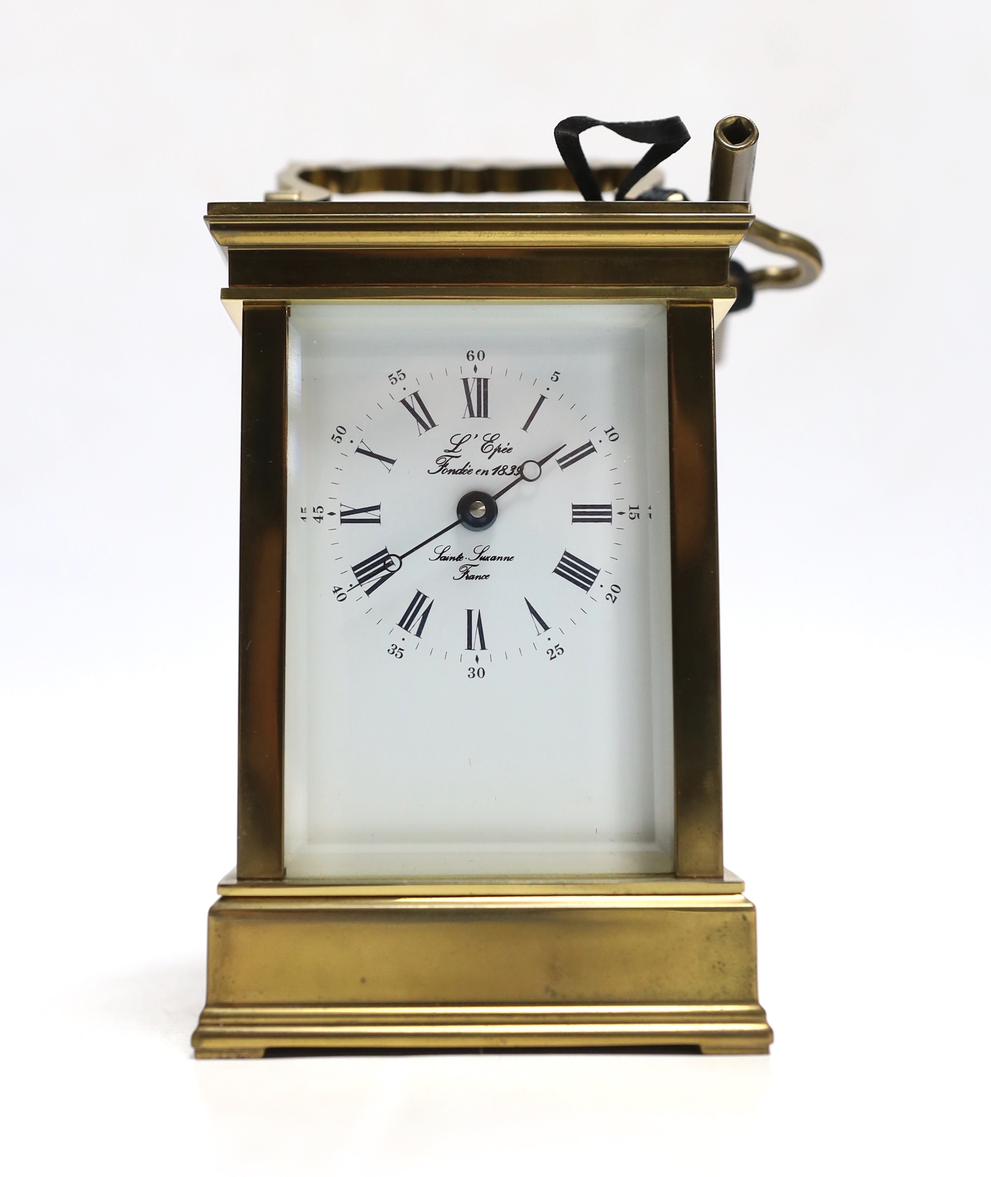 A French brass cased carriage timepiece